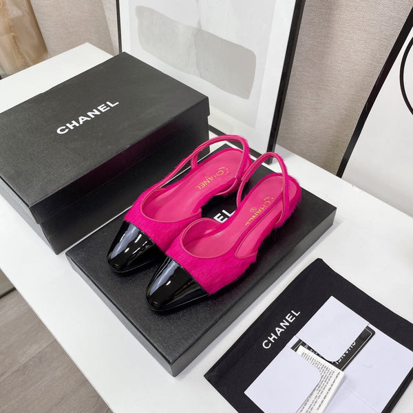 CC Slingback Dark Pink Lambskin And Horsehair