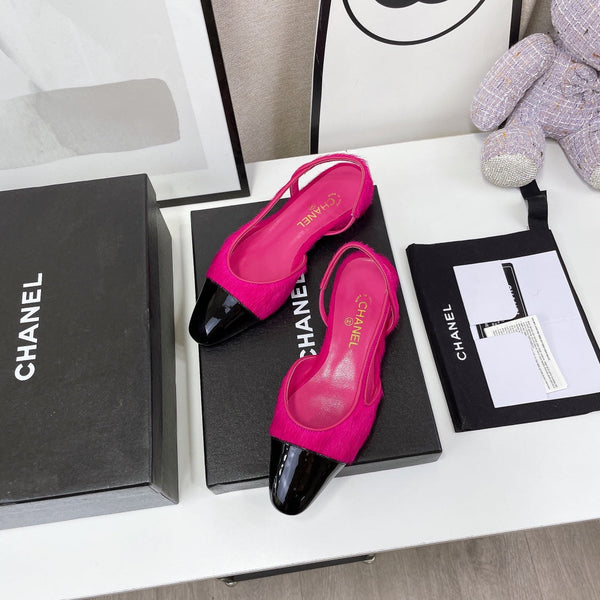 CC Slingback Dark Pink Lambskin And Horsehair