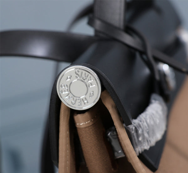 HM HERBAG ZIP 31 BLACK AND ASH BROWN CANVAS