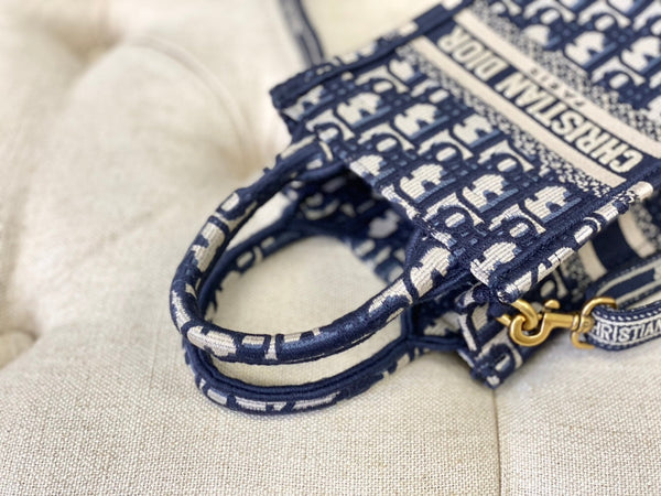 BORSA LADY 18 IN JACQUARD OBLIQUO BLU