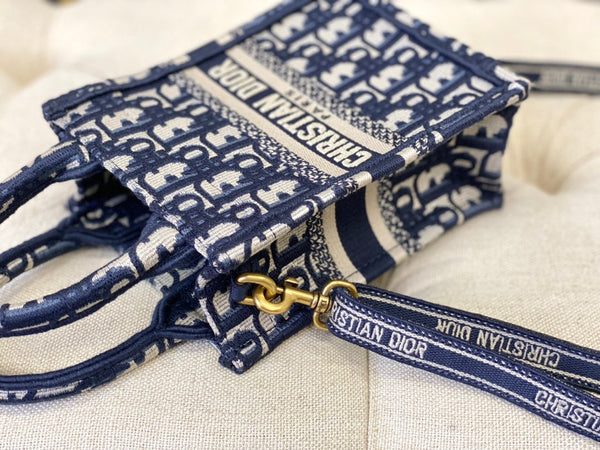 BORSA LADY 18 IN JACQUARD OBLIQUO BLU