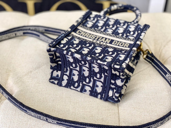BORSA LADY 18 IN JACQUARD OBLIQUO BLU