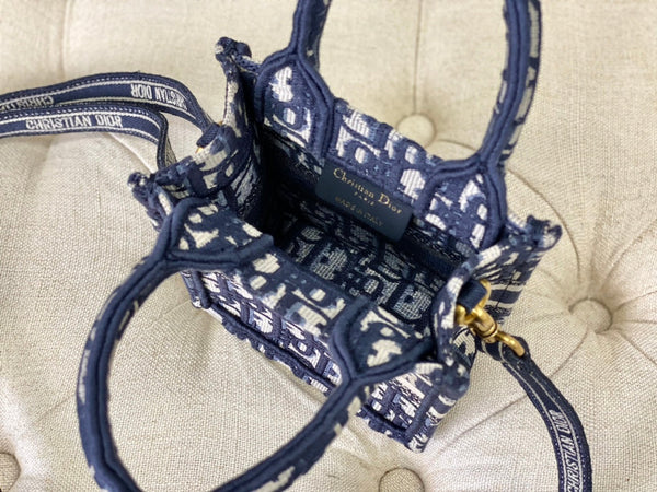 BORSA LADY 18 IN JACQUARD OBLIQUO BLU