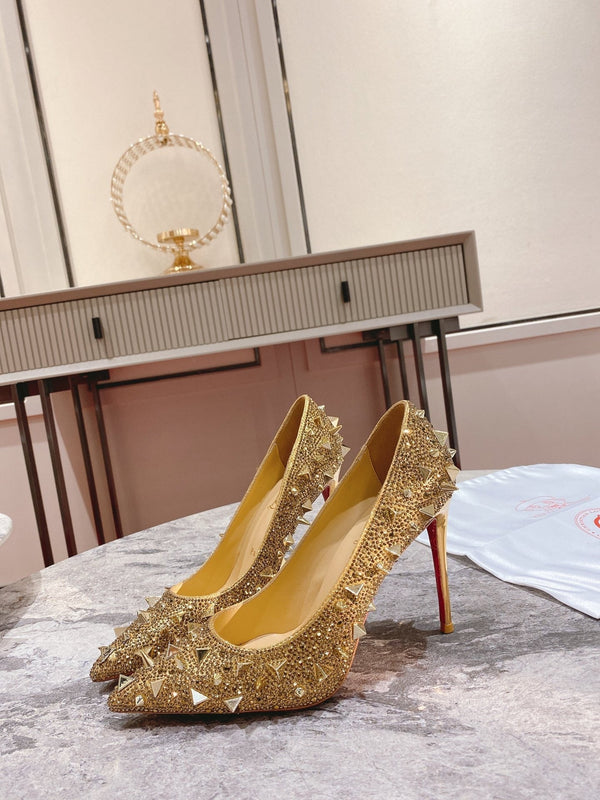 CL Pigalili Potpourri Strass Pumps Glitter Gold