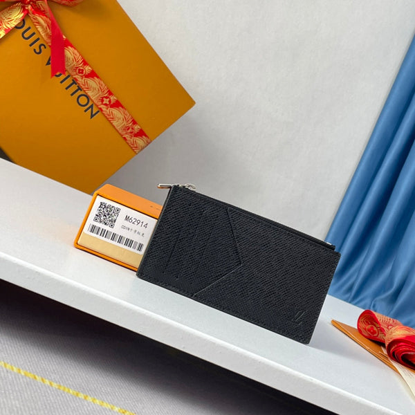 LV M62914 Coin Card Holder Black Taiga Leather 221511