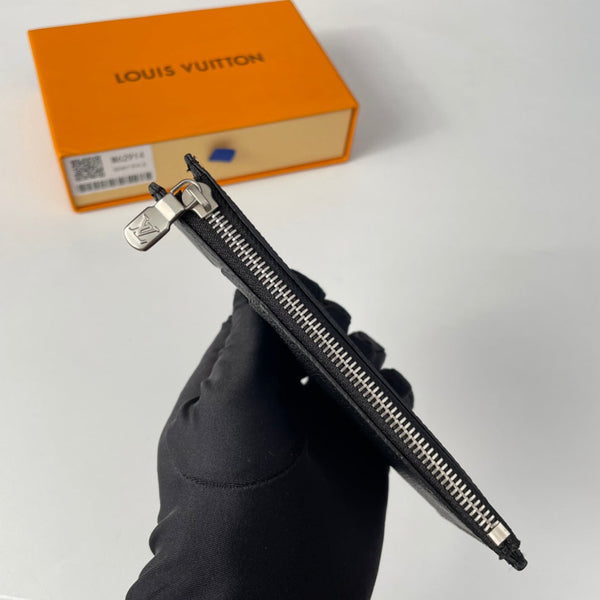 LV M62914 Coin Card Holder Black Taiga Leather 221511