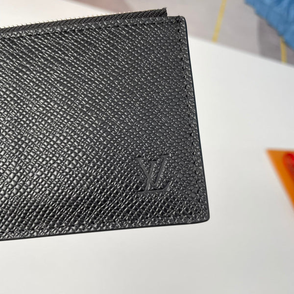 LV M62914 Coin Card Holder Black Taiga Leather 221511