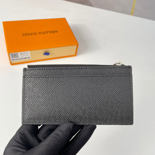 LV M62914 Coin Card Holder Black Taiga Leather 221511