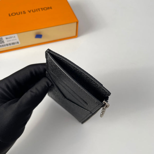 LV M62914 Coin Card Holder Black Taiga Leather 221511