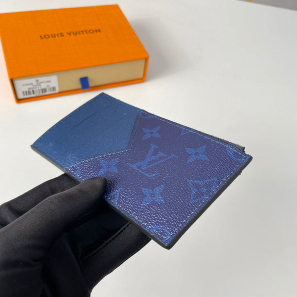 LV M30271 Coin Card Holder Blue Monogram Canvas 221508