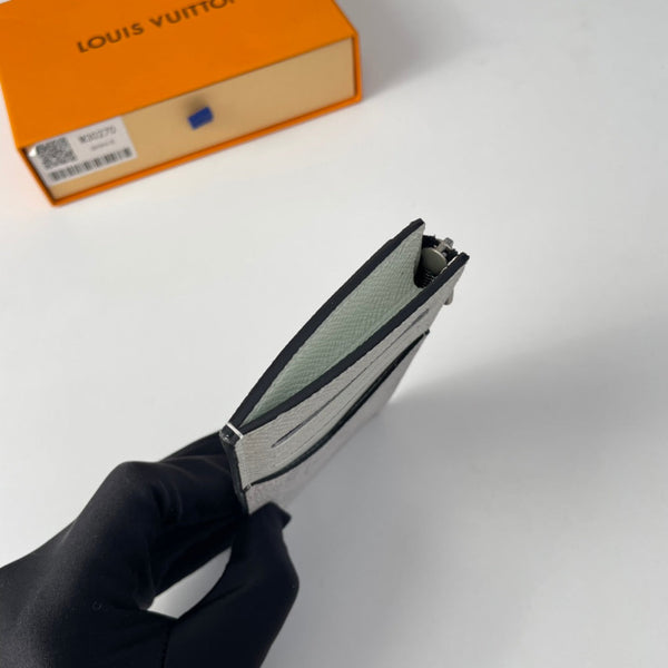 LV M30270 Coin Card Holder Gray White Monogram Canvas 221512