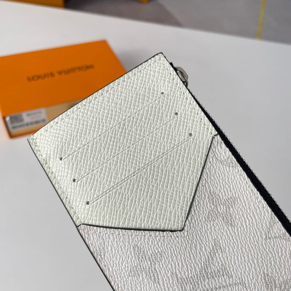 LV M30270 Coin Card Holder Gray White Monogram Canvas 221512