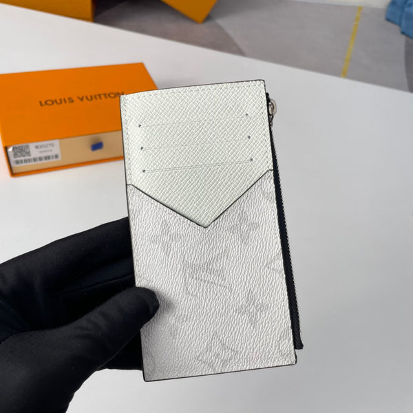 LV M30270 Coin Card Holder Gray White Monogram Canvas 221512