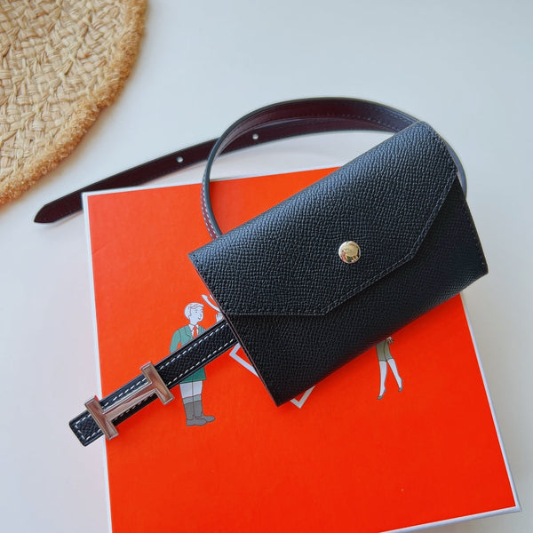 focus belt 13mm with kelly pocket black epsom silver buckle