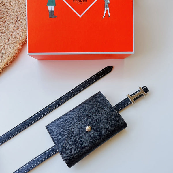 focus belt 13mm with kelly pocket black epsom silver buckle