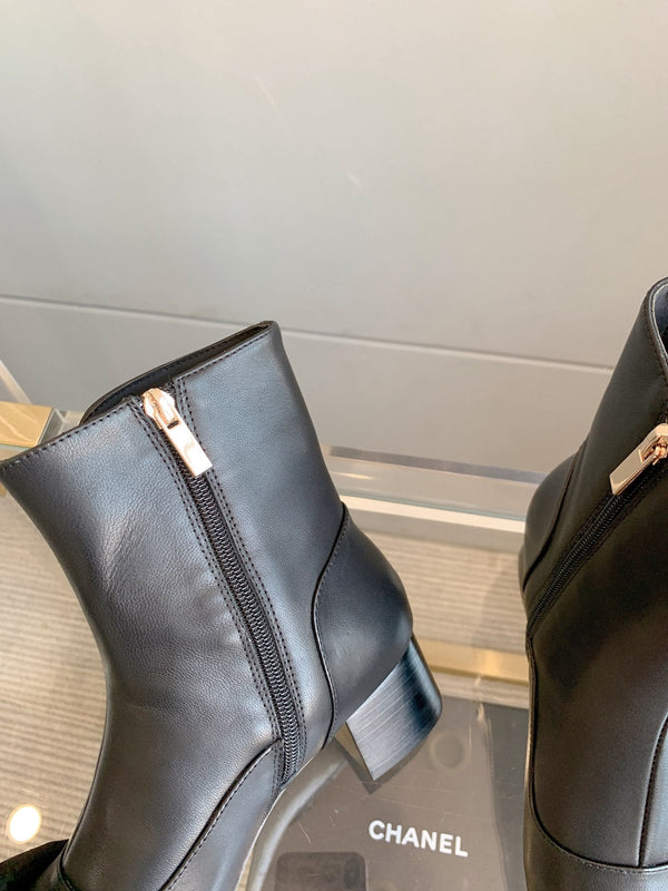 CC Ankle Boots Block Heel 60mm Black Cowhide 464567