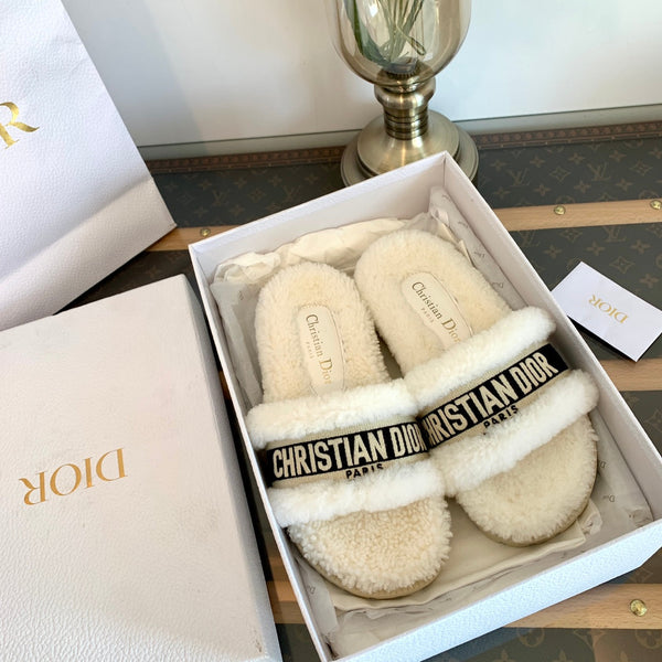 CD Dway Slide Nero Bianco Fodera in pile di lana e tessuto in tela