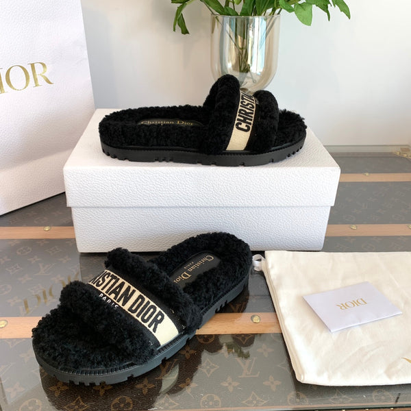 CD Dway Slide Black Fleece Lining And Canvas Fabric