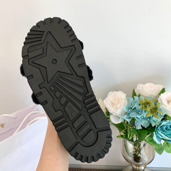 CD Dway Slide Black Fleece Lining And Canvas Fabric