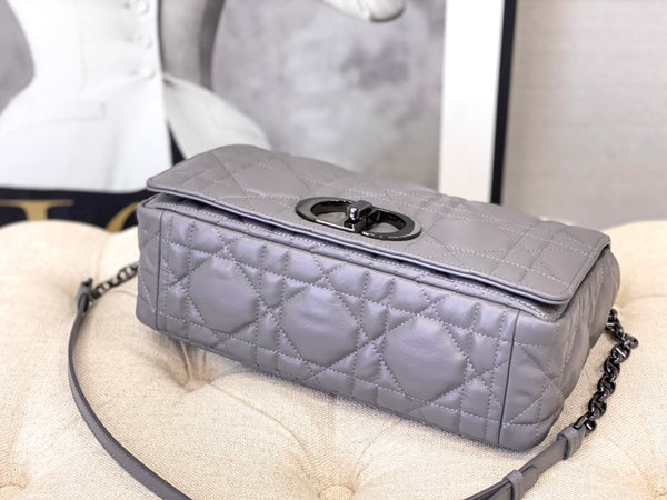 LARGE CARO BAG 28 OPALINE PURPLE CALFSKIN BLACK HARDWARE