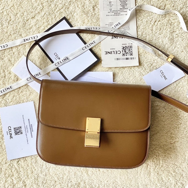 CELINE MEDIUM CLASSIQUE BAG 24CM GOLD CALFSKIN