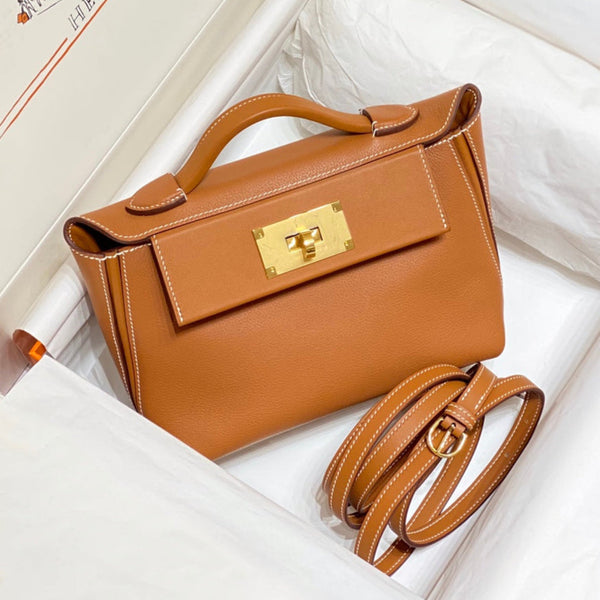 Hermes Bag Brown with Gold Buckle Calfkin 250264