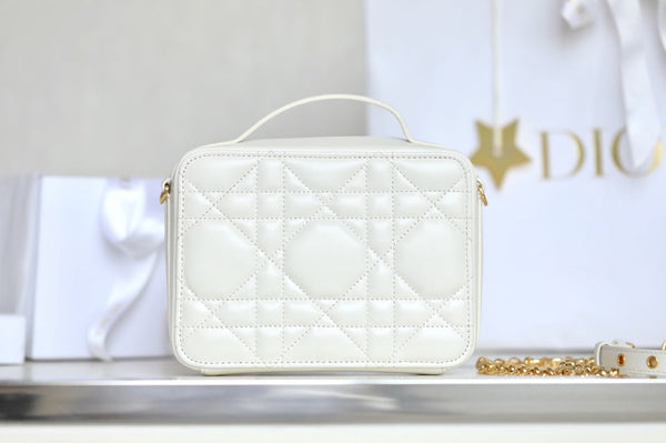 CARO BOX BAG 19 IN WHITE CALFSKIN