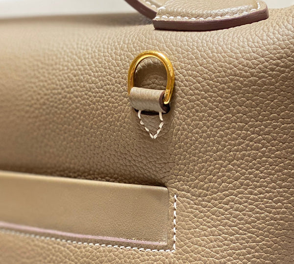 HM KELLY HANDBAG 29 KHAKI CALFSKIN