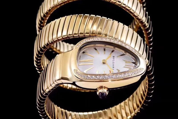serpenti tubogas 35mm gold diamond bezel double spiral