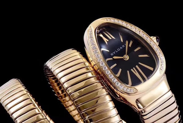 serpenti tubogas 35mm gold diamond bezel double spiral
