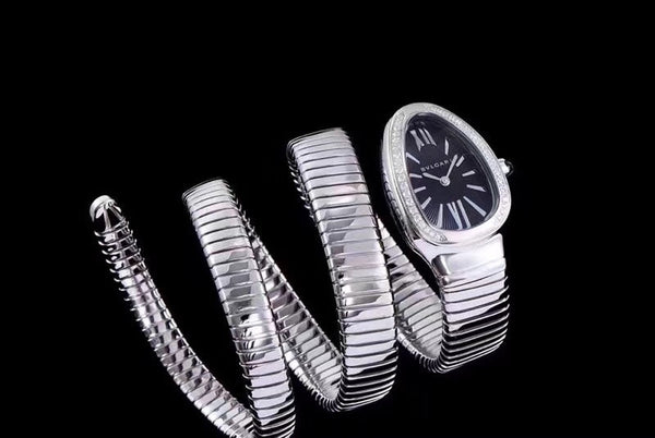 serpenti tubogas 35mm stainless steel diamond bezel double spiral