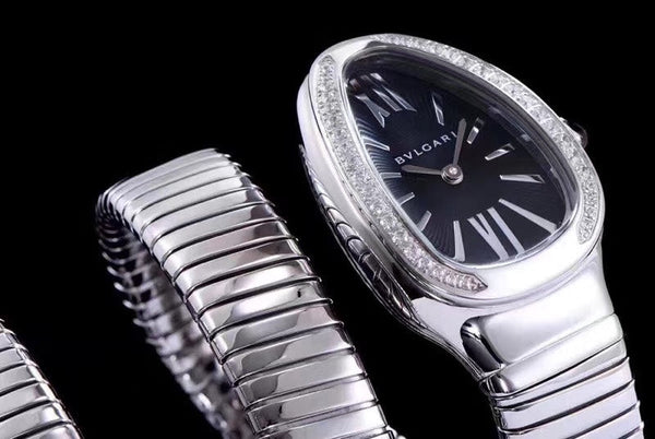 serpenti tubogas 35mm stainless steel diamond bezel double spiral
