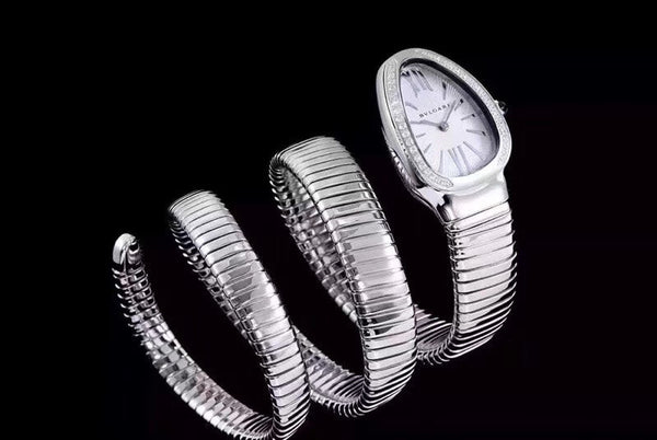 serpenti tubogas 35mm stainless steel diamond bezel double spiral