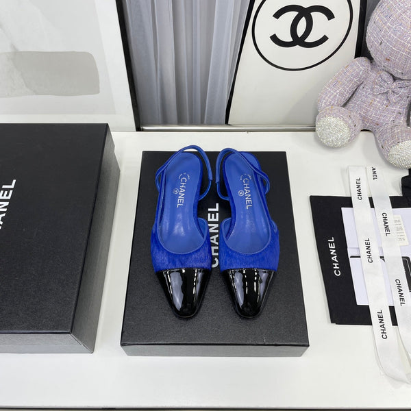 CC Slingback Dark Blue Lambskin And Horsehair