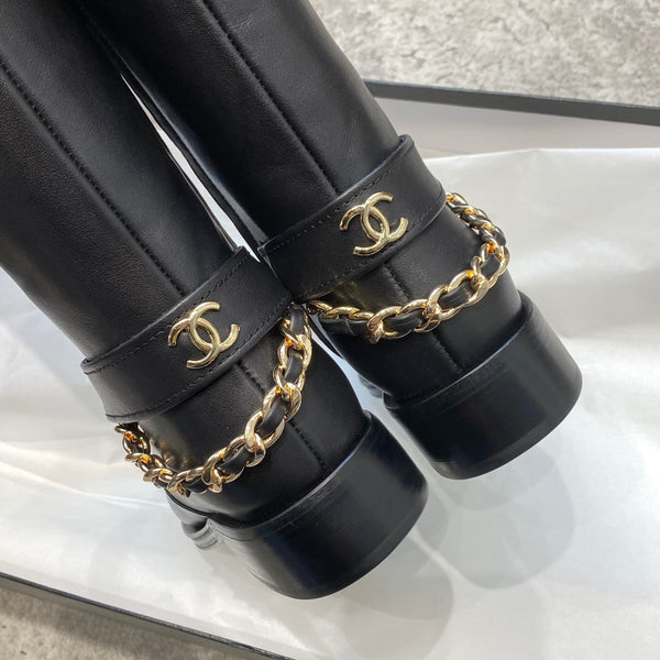 CC 25 Chain High Boots 30mm Black Calfskin 527576