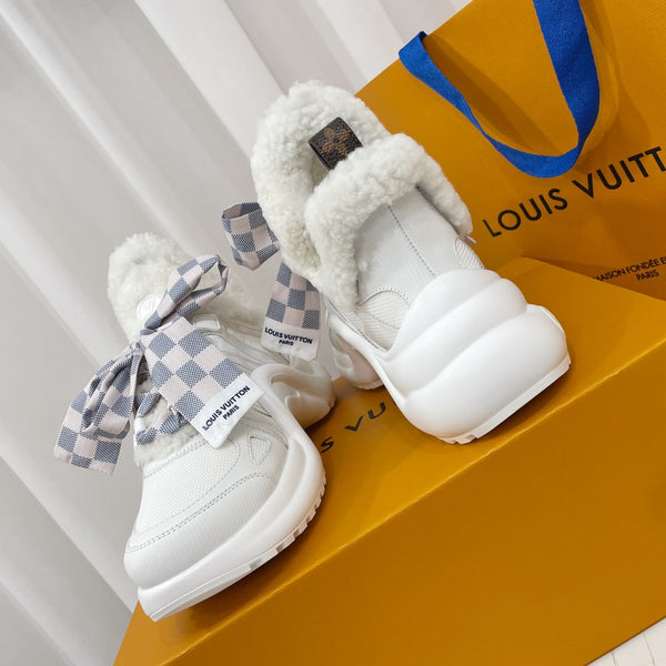 LV Archlight Sneaker White Plaid Bow Tie Lambskin