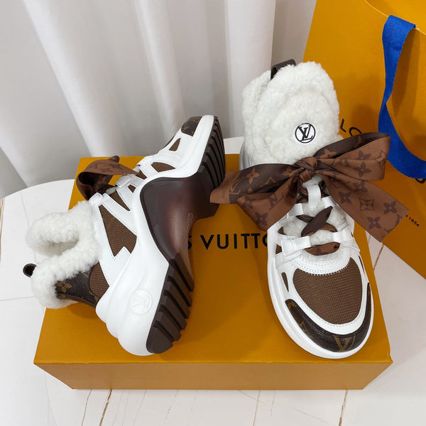 LV Archlight Sneaker Bianco Mix Marrone Monogramma Papillon Pelle di Agnello