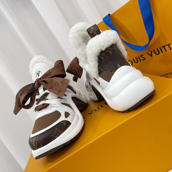 LV Archlight Sneaker Bianco Mix Marrone Monogramma Papillon Pelle di Agnello