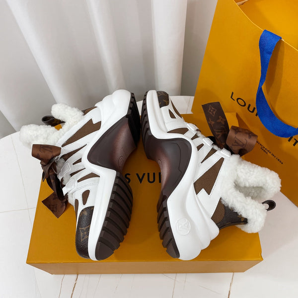 LV Archlight Sneaker Bianco Mix Marrone Monogramma Papillon Pelle di Agnello