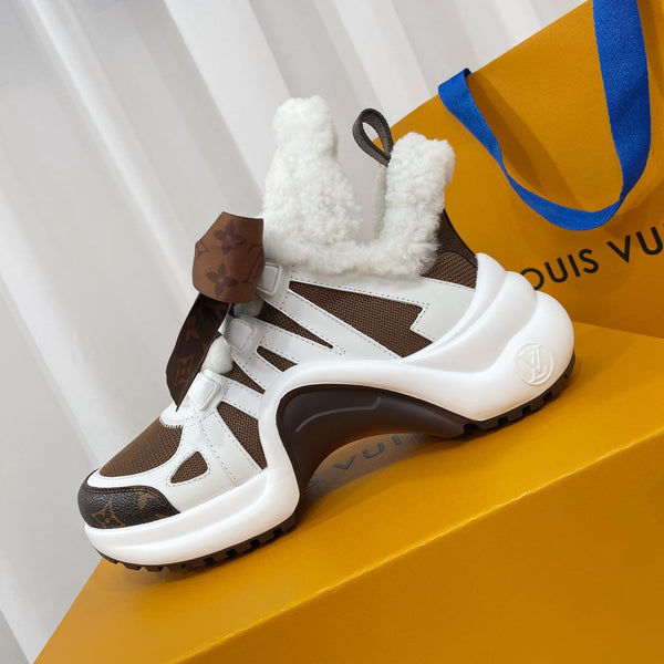 LV Archlight Sneaker Bianco Mix Marrone Monogramma Papillon Pelle di Agnello