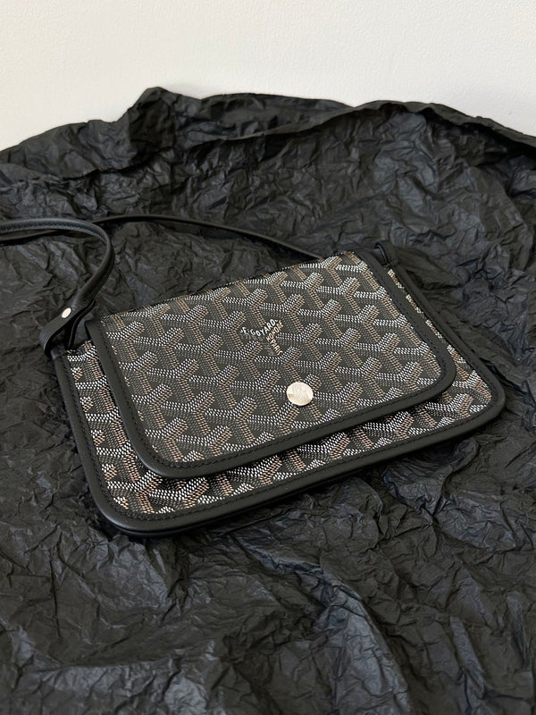 PLUMET POCKET WALLET 20 IN BLACK GOYARDINE CANVAS AND LAMBSKIN TRIM