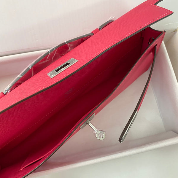 HM Kelly Cut 31 Crimson Pink Epsom Leather Silver Hardware 229061