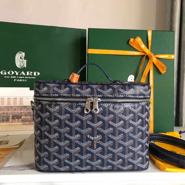 MUSE VANITY CASE 20 IN NAVY BLUE GOYARDINE CANVAS