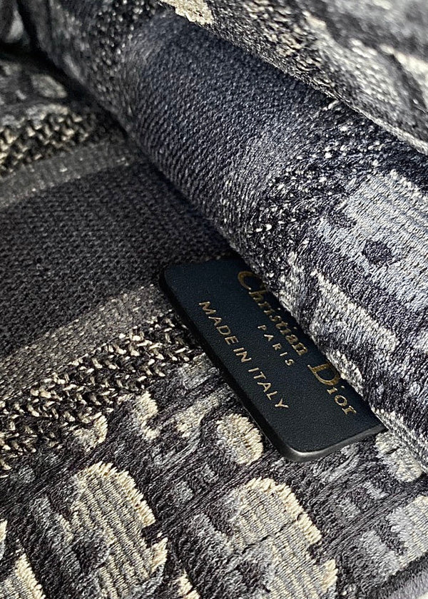 borsa porta cd mini 23 cm in tela ricamata blu beige