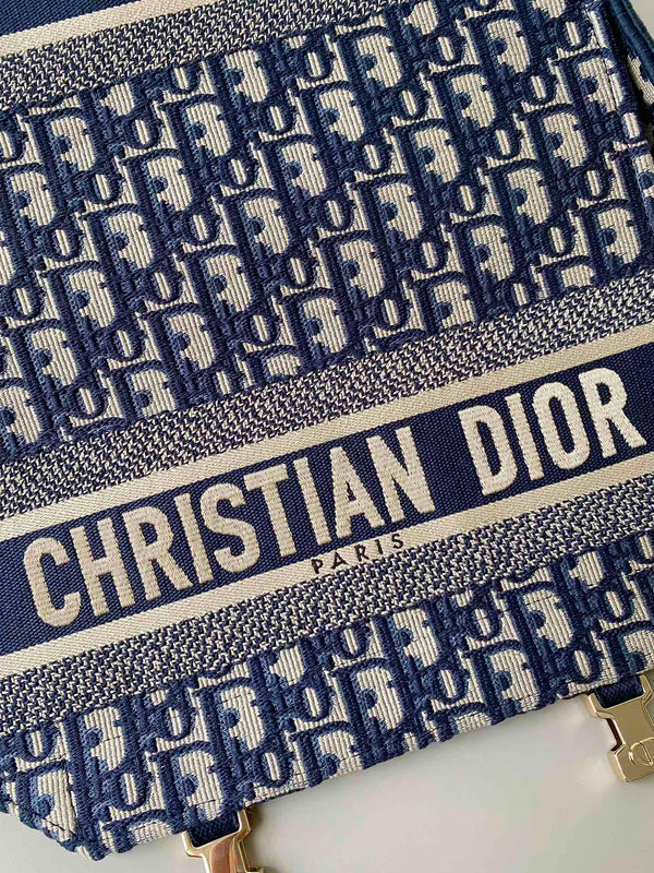 BORSA DIORCAMP MEDIA 28 RICAMO BLU OBLIQUO