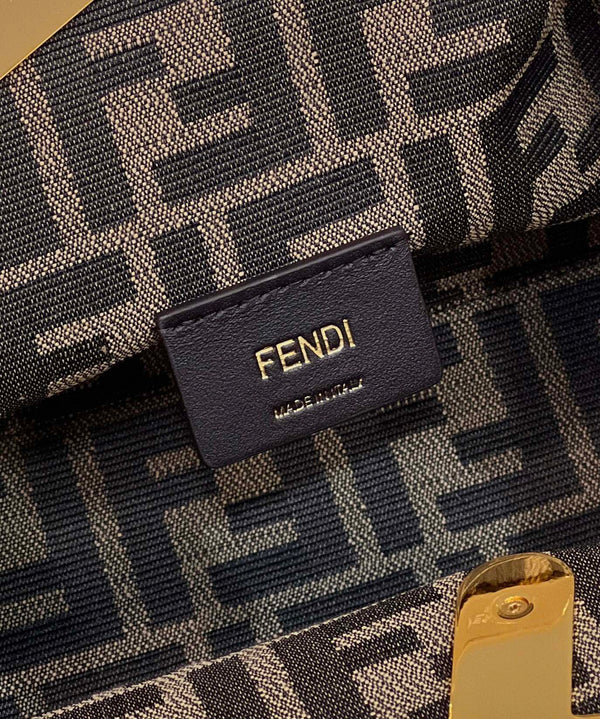 FENDI FIRST SMALL 26 BLACK LEATHER BAG WITH EXOTIC DETAILS