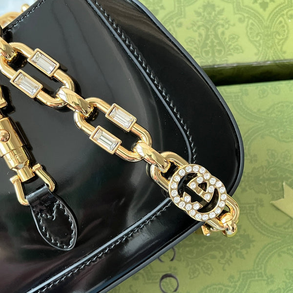gg jackie mini 19cm black calfskin with chain