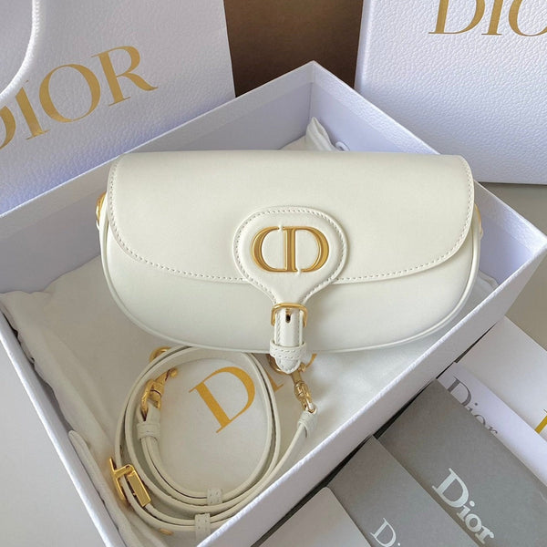 medium cd east west bobby 22cm white calfskin ghw