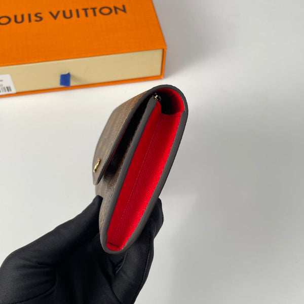 LV M60696 Emilie Wallet Brown Red Monogram Canvas 221661
