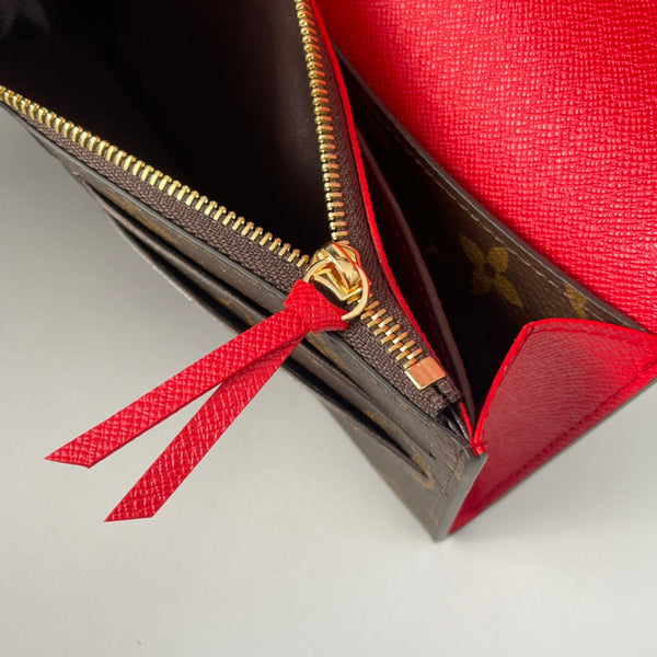 LV M60696 Emilie Wallet Brown Red Monogram Canvas 221661
